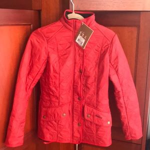 Barbour NWT Sz 6 Red Quilted fleece lined Jacket
